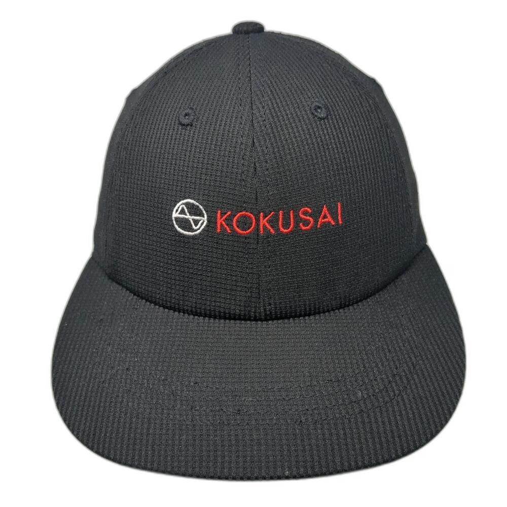 Port Authority Kokusai Black Baseball Cap One Size Strapback Thermal Logo Hat